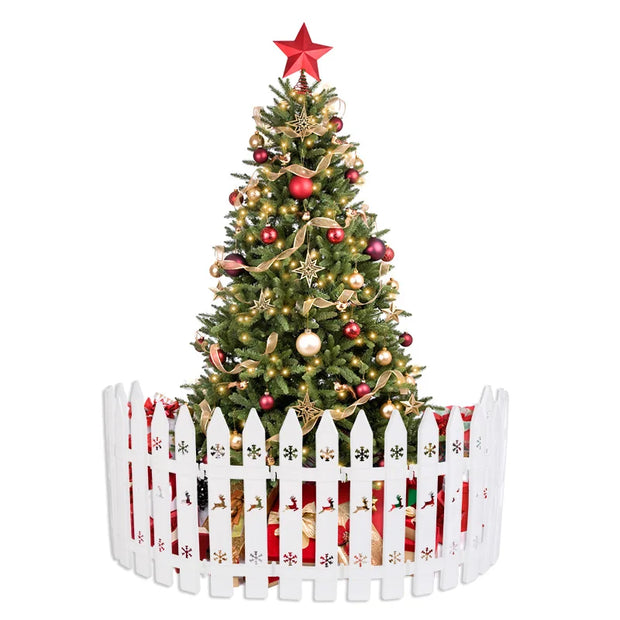 10/15/20Pcs Christmas Tree Fence Decoration White Plastic Plant Mini Fence For New Year Party Home Garden Holiday Indoor Decor