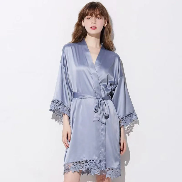 Bridesmaid Robes Bride Gift Bride Robe Bridesmaid Gift Satin Lace Robe Bride Dressing Gown Bridal Party Robes Wedding Robe Perso