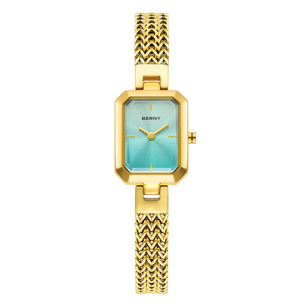BERNY Gold Watch for Women Mini Square Exquisite Versatile Ladies Watch Luxury Fashion Jewelry Bracelet Wristwatch for Women