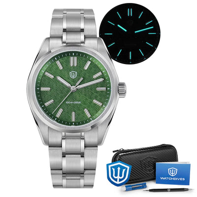 Watchdives WD0003B ‌Quartz Watches ‌VH31 Movement Aventurine Dial Watch 100m Waterproof Sapphire Crystal 36mm Vintage Watch