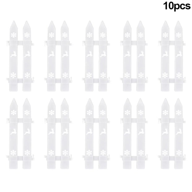 10/15/20Pcs Christmas Tree Fence Decoration White Plastic Plant Mini Fence For New Year Party Home Garden Holiday Indoor Decor