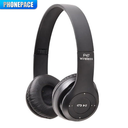 Stereo P47 Headset Bluetooth Headset Folding Series Earphones Wireless Sports Game Over the Ear Fone Headset For Huawei Xiaomi