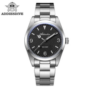 ADDIESDIVE New Men's Analog Watch Bubble Mirror Glass 100m Luminous Men's Quartz Watches with Stainless Steel Bracelet AD2096