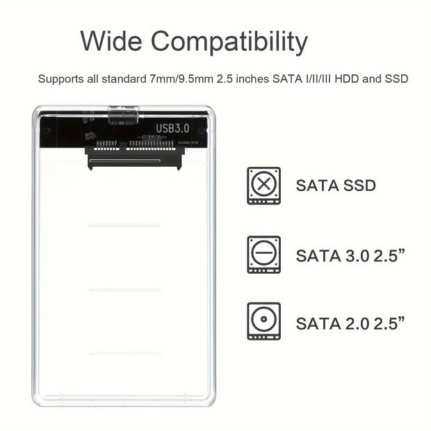 Transparent HDD Case HDD Enclosure 2.5 Inch SSD SATA To USB 3.0 Type-C 3.1 Adapter Portable External Hard Drive Box Tool-Free