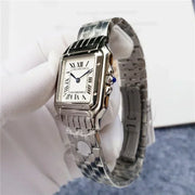 Custom Women Luxury Brand Square Roman Dial Gold And Silver Women's Steel With Diamond Case Quartz Movement Watches
