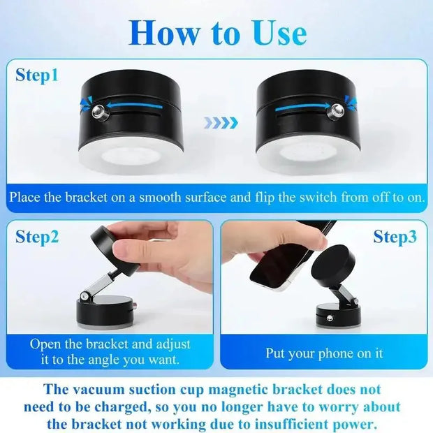 Magnetic Phone Holder Stand, Adjustable & Foldable, Strong Suction Cup, Vacuum Adsorption, Portable Multifunctional Mobile Phone