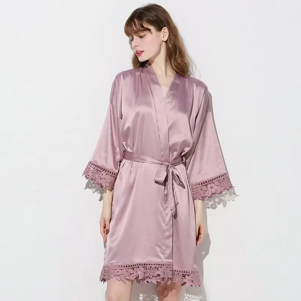Bridesmaid Robes Bride Gift Bride Robe Bridesmaid Gift Satin Lace Robe Bride Dressing Gown Bridal Party Robes Wedding Robe Perso