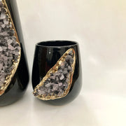 Set of 2 Black Ceramic Vases-5