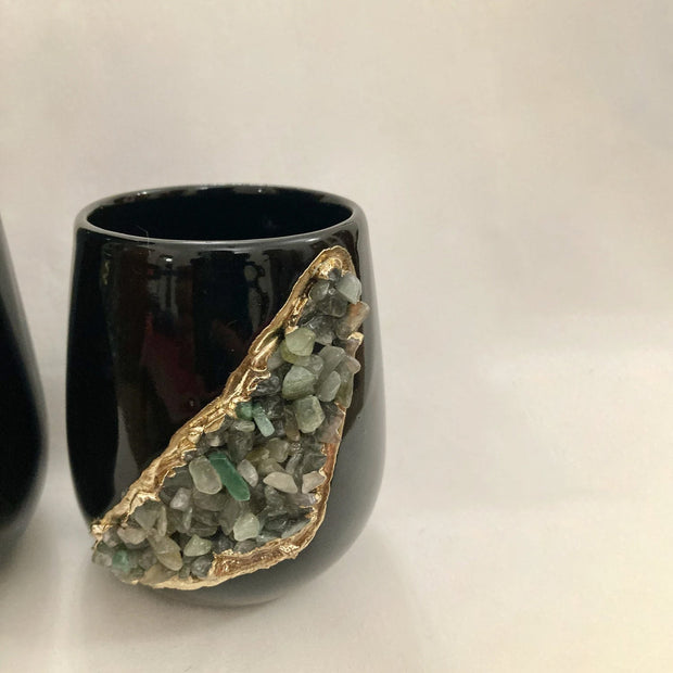 Set of 2 Black Ceramic Vases-6