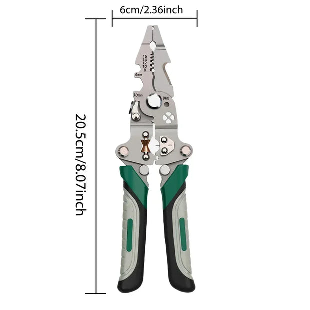 Foldable wire stripper, pulley design multi-function electrician wire splitter wire winding pliers crimping pliers hand tool