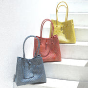 TOKO Recycled Woven Tote Bag, in Red & White