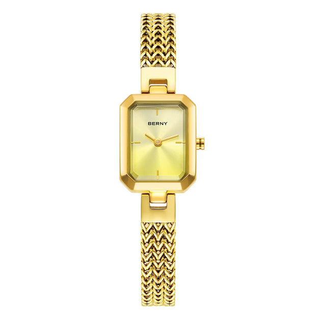 BERNY Gold Watch for Women Mini Square Exquisite Versatile Ladies Watch Luxury Fashion Jewelry Bracelet Wristwatch for Women