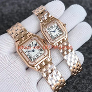 Custom Women Luxury Brand Square Roman Dial Gold And Silver Women's Steel With Diamond Case Quartz Movement Watches