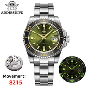 ADDIESDIVE New Diving Gift Watch Men 8215 Automatic Sapphire AR Coated Glass Ceramic Bezel Waterproof 200m Luminous Stainless St