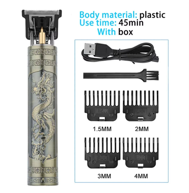 T9 Vintage Cordless Hair Cutting Machine - Professional Barber Trimmer for Men Beard Shaving for Shavers with Lightweight Design