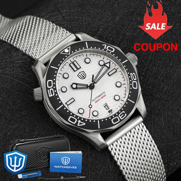 Watchdives WD007 V3 Mens Watches NH35 Automatic Movement Nylon Strap Watch 200m Waterproof Mechanical Watches with Gift Box
