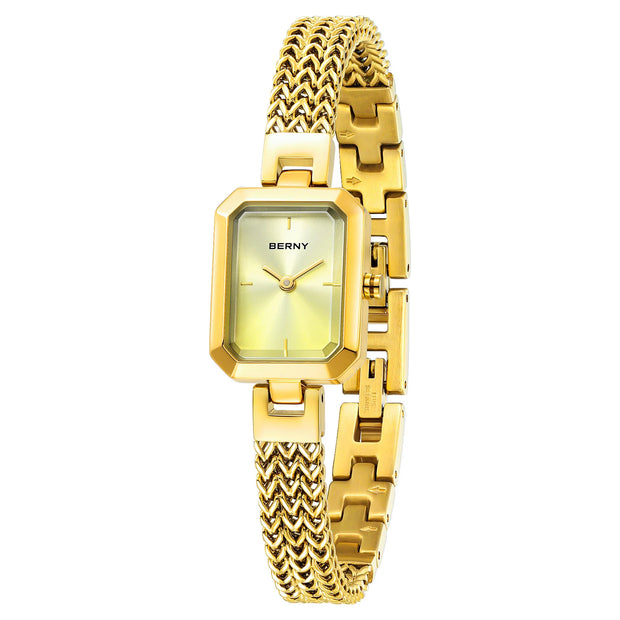 BERNY Gold Watch for Women Mini Square Exquisite Versatile Ladies Watch Luxury Fashion Jewelry Bracelet Wristwatch for Women