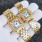 Custom Women Luxury Brand Square Roman Dial Gold And Silver Women's Steel With Diamond Case Quartz Movement Watches