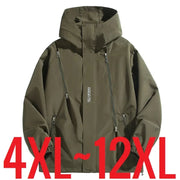Big Size 12XL Bomber Jacket Men Hooded Zipper Windbreaker Male Fishing Waterproof Windproof Windshield Outerwear Large Plus Fat