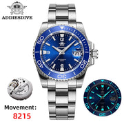 ADDIESDIVE New Diving Gift Watch Men 8215 Automatic Sapphire AR Coated Glass Ceramic Bezel Waterproof 200m Luminous Stainless St