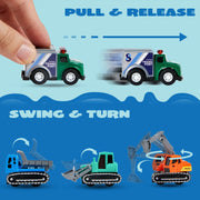 JOYFY 25 Pcs Kids Toy Cars Bulk, Pull Back Cars and Trucks Play Vehicles Set Mini Excavator for Boys and Girls Birthday Gift