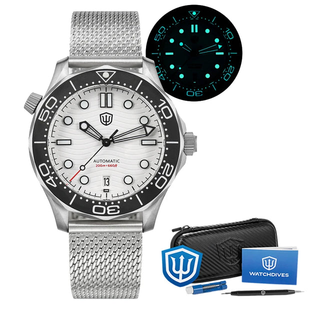 Watchdives WD007 V3 Mens Watches NH35 Automatic Movement Nylon Strap Watch 200m Waterproof Mechanical Watches with Gift Box