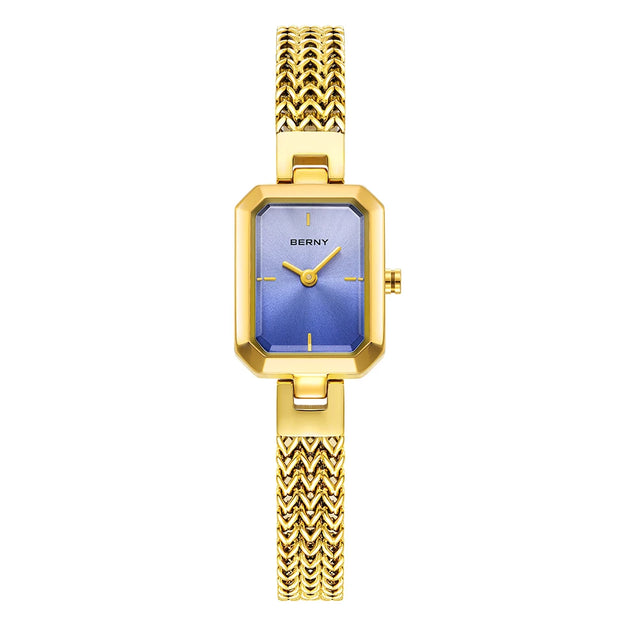 BERNY Gold Watch for Women Mini Square Exquisite Versatile Ladies Watch Luxury Fashion Jewelry Bracelet Wristwatch for Women