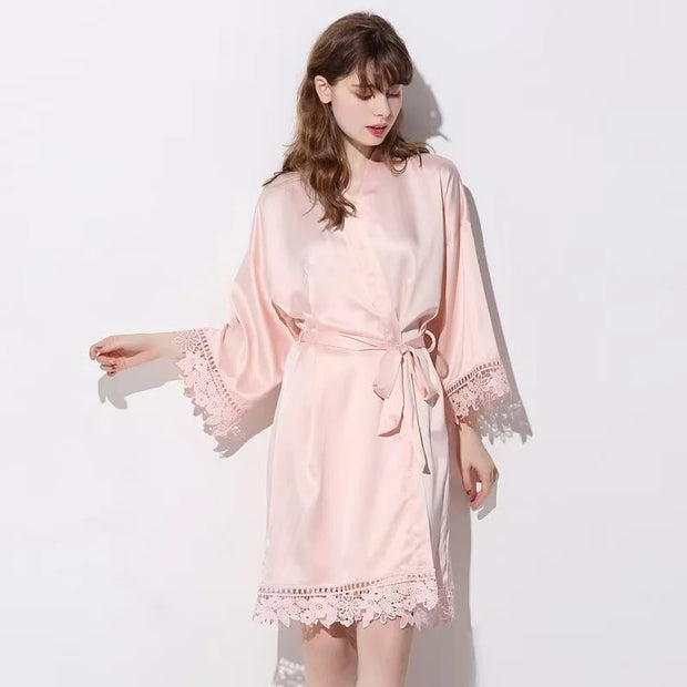Bridesmaid Robes Bride Gift Bride Robe Bridesmaid Gift Satin Lace Robe Bride Dressing Gown Bridal Party Robes Wedding Robe Perso
