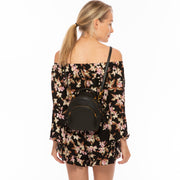 SUSU Small Black Leather Backpack Purse for Women Convertible Crossbody Bag