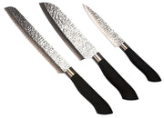 Embossed Hammered Blades 3 Piece Knife Set