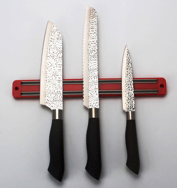 Embossed Hammered Blades 3 Piece Knife Set