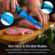 Steak Knife Set 4 Titanium Coated Black Handle, Black Blade