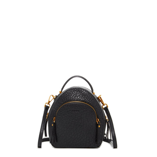 SUSU Small Black Leather Backpack Purse for Women Convertible Crossbody Bag