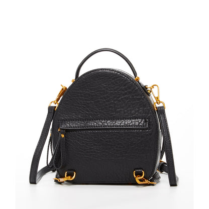 SUSU Small Black Leather Backpack Purse for Women Convertible Crossbody Bag