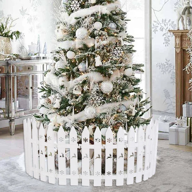 10/15/20Pcs Christmas Tree Fence Decoration White Plastic Plant Mini Fence For New Year Party Home Garden Holiday Indoor Decor