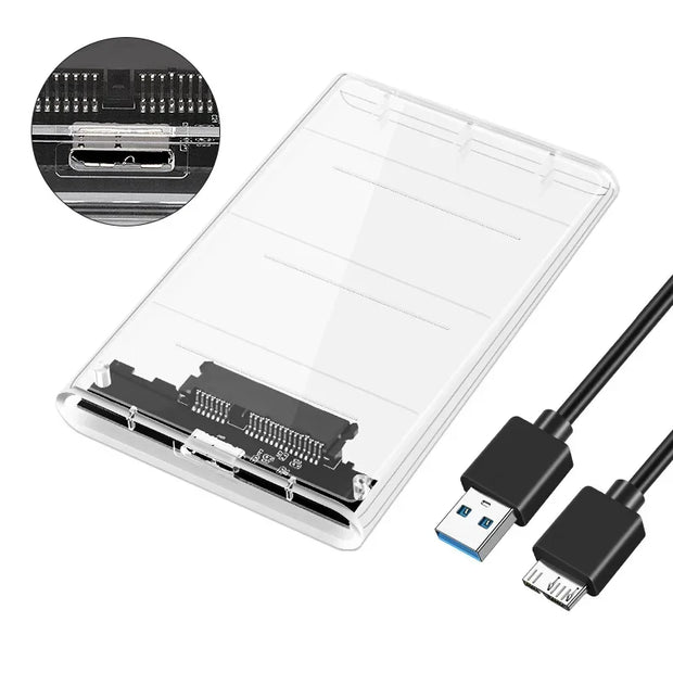 Transparent HDD Case HDD Enclosure 2.5 Inch SSD SATA To USB 3.0 Type-C 3.1 Adapter Portable External Hard Drive Box Tool-Free