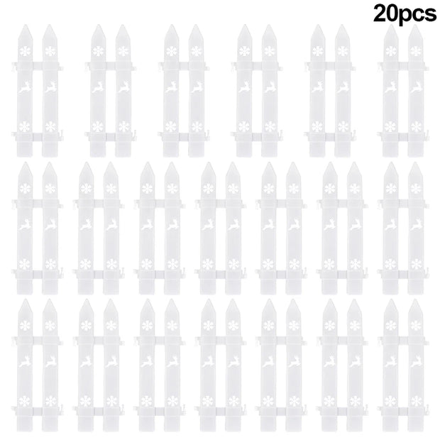 10/15/20Pcs Christmas Tree Fence Decoration White Plastic Plant Mini Fence For New Year Party Home Garden Holiday Indoor Decor