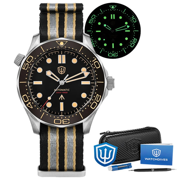 Watchdives WD007 V3 Mens Watches NH35 Automatic Movement Nylon Strap Watch 200m Waterproof Mechanical Watches with Gift Box