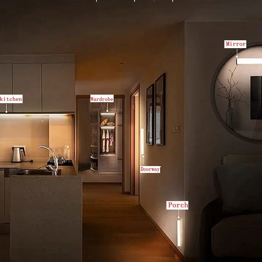 Wireless Motion Sensor LED Night Light USB-C Rechargeable Lamp for Closet, Wardrobe, Kitchen, Stairs, Cabinet, Room Backlight