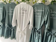 Bridesmaid Robes Bride Gift Bride Robe Bridesmaid Gift Satin Lace Robe Bride Dressing Gown Bridal Party Robes Wedding Robe Perso