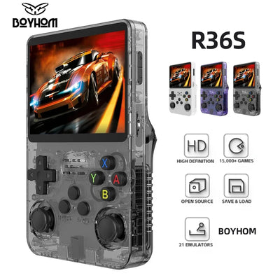 R36S Retro Handheld Video Game Console Linux System 3.5-inch IPS Screen Mini Portable Handheld Video Player 64GB 15000 Games