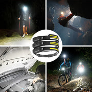 COB LED Sensor Head Lamp Induction Headlamp Built-in Battery Flashlight USB Rechargeable Head Torch 5 Lighting Modes Headlight