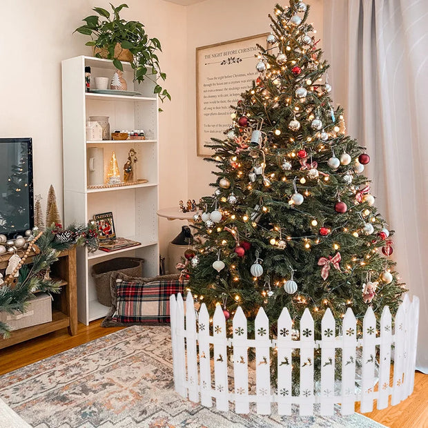 10/15/20Pcs Christmas Tree Fence Decoration White Plastic Plant Mini Fence For New Year Party Home Garden Holiday Indoor Decor