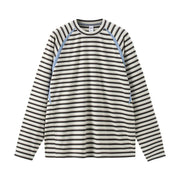 Color Block Streetwear T-Shirt Men's Loose Fit Long Sleeve Striped Top American Style Casual Shirt Crewneck Pullover Fall Winter