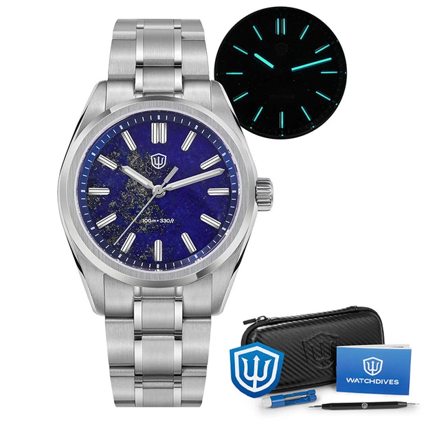 Watchdives WD0003B ‌Quartz Watches ‌VH31 Movement Aventurine Dial Watch 100m Waterproof Sapphire Crystal 36mm Vintage Watch