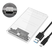 Transparent HDD Case HDD Enclosure 2.5 Inch SSD SATA To USB 3.0 Type-C 3.1 Adapter Portable External Hard Drive Box Tool-Free