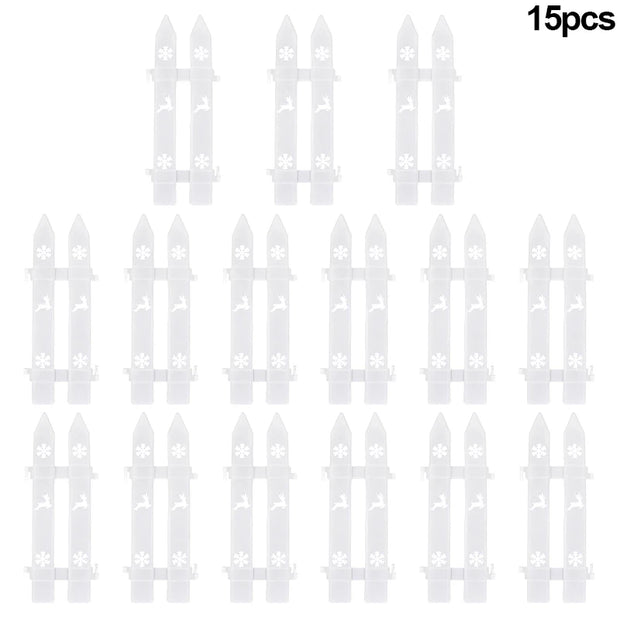 10/15/20Pcs Christmas Tree Fence Decoration White Plastic Plant Mini Fence For New Year Party Home Garden Holiday Indoor Decor