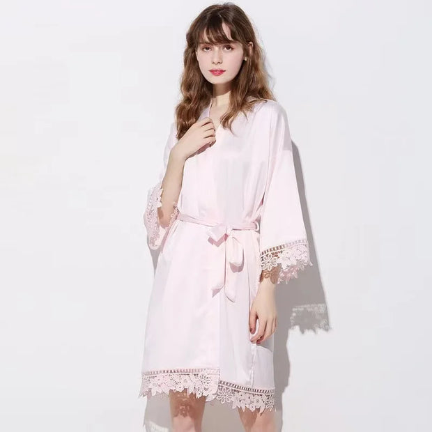 Bridesmaid Robes Bride Gift Bride Robe Bridesmaid Gift Satin Lace Robe Bride Dressing Gown Bridal Party Robes Wedding Robe Perso