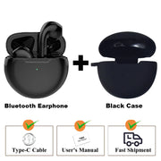 New TWS Earphone Bluetooth Headphones with Mic 9D Stereo Pro 6 Earbuds Wireless Bluetooth Headset apply to smartphones