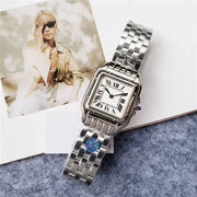 Custom Women Luxury Brand Square Roman Dial Gold And Silver Women's Steel With Diamond Case Quartz Movement Watches